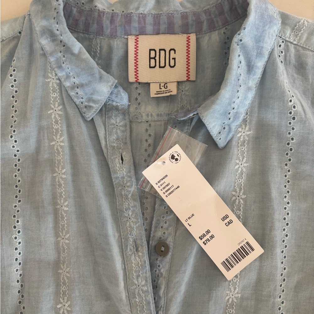 BDG Sky Blue Eyelet Blouse